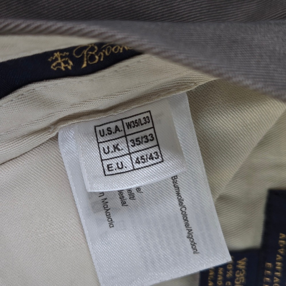 Brooks Brothers Pants Mens 35x33 Brown Tan Advantage Chino Elliot Pleated Cuffed - Picture 8 of 13